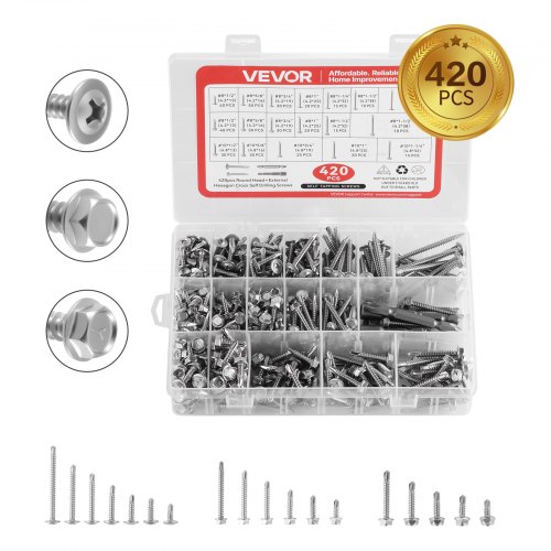ProFix 400-Piece Wood Screw Assortment, 4 × 30 to 5 × 70 mm