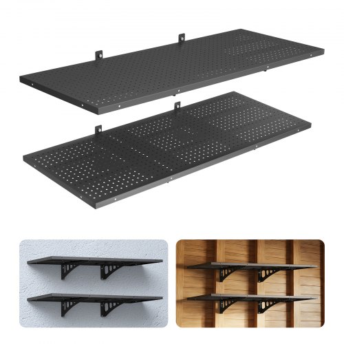 Wall-Mounted Shelving, 3 Tiers, 120 kg Total, Steel Brackets